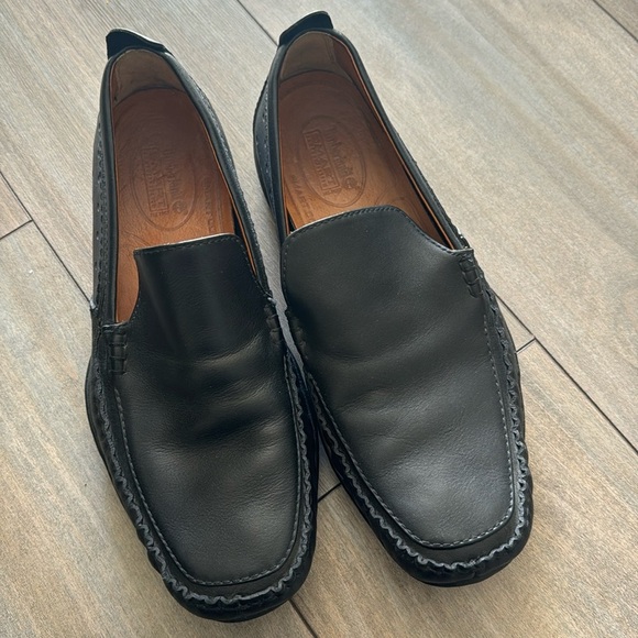 Timberland black leather loafers slip-on shoes size 10M - Picture 1 of 9